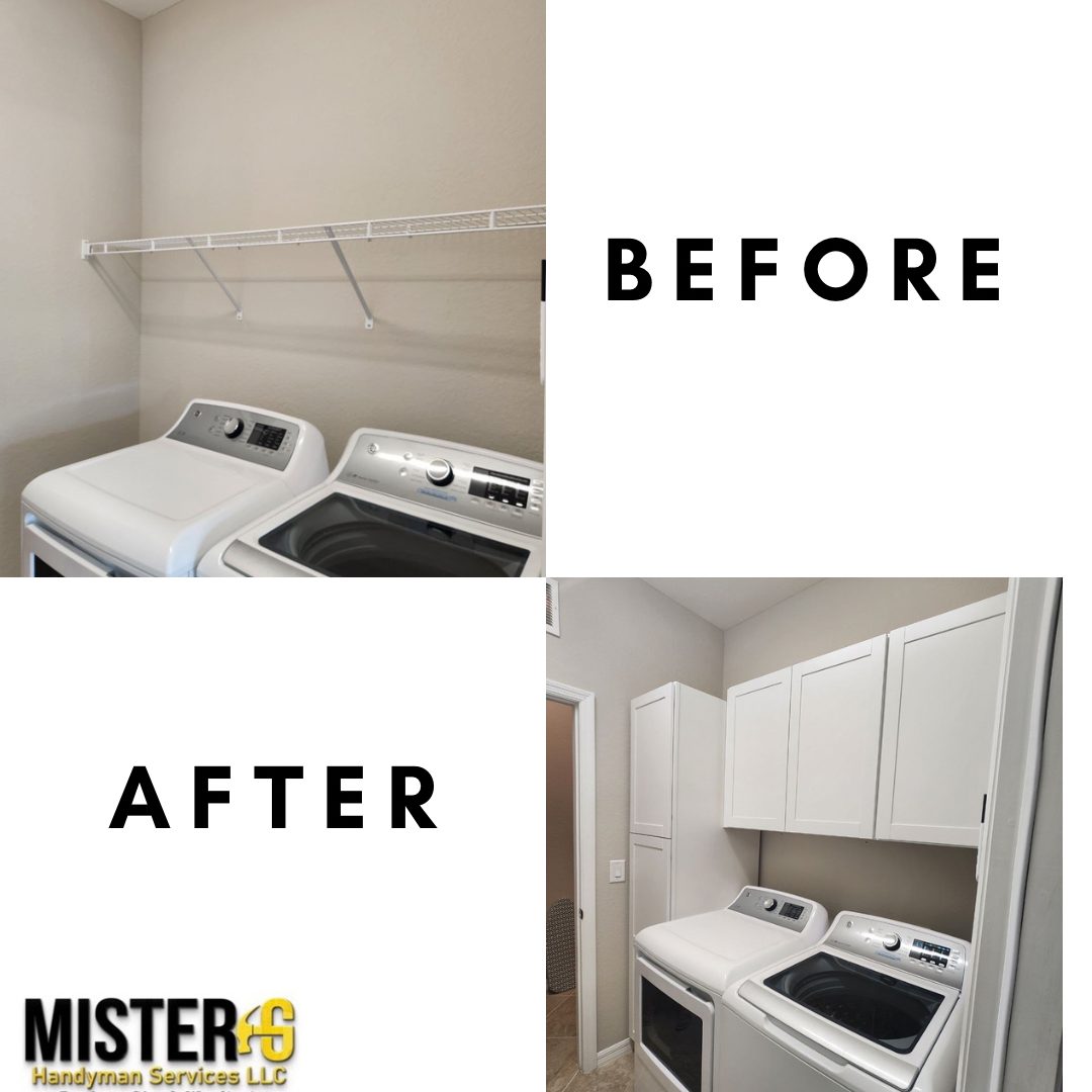 Before and after: laundry room cabinets and shelving