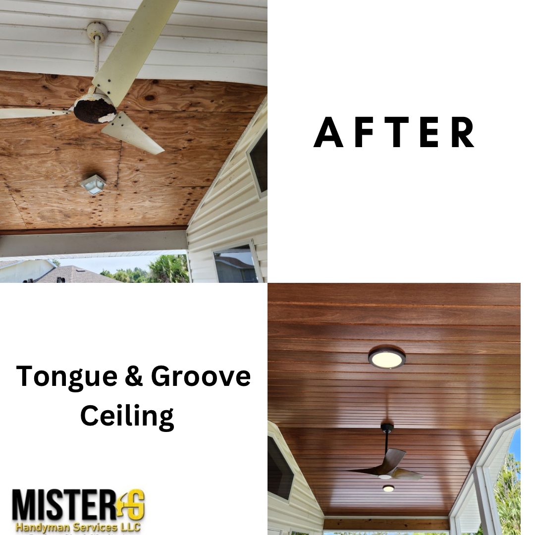Tongue and groove ceiling with recessed lighting